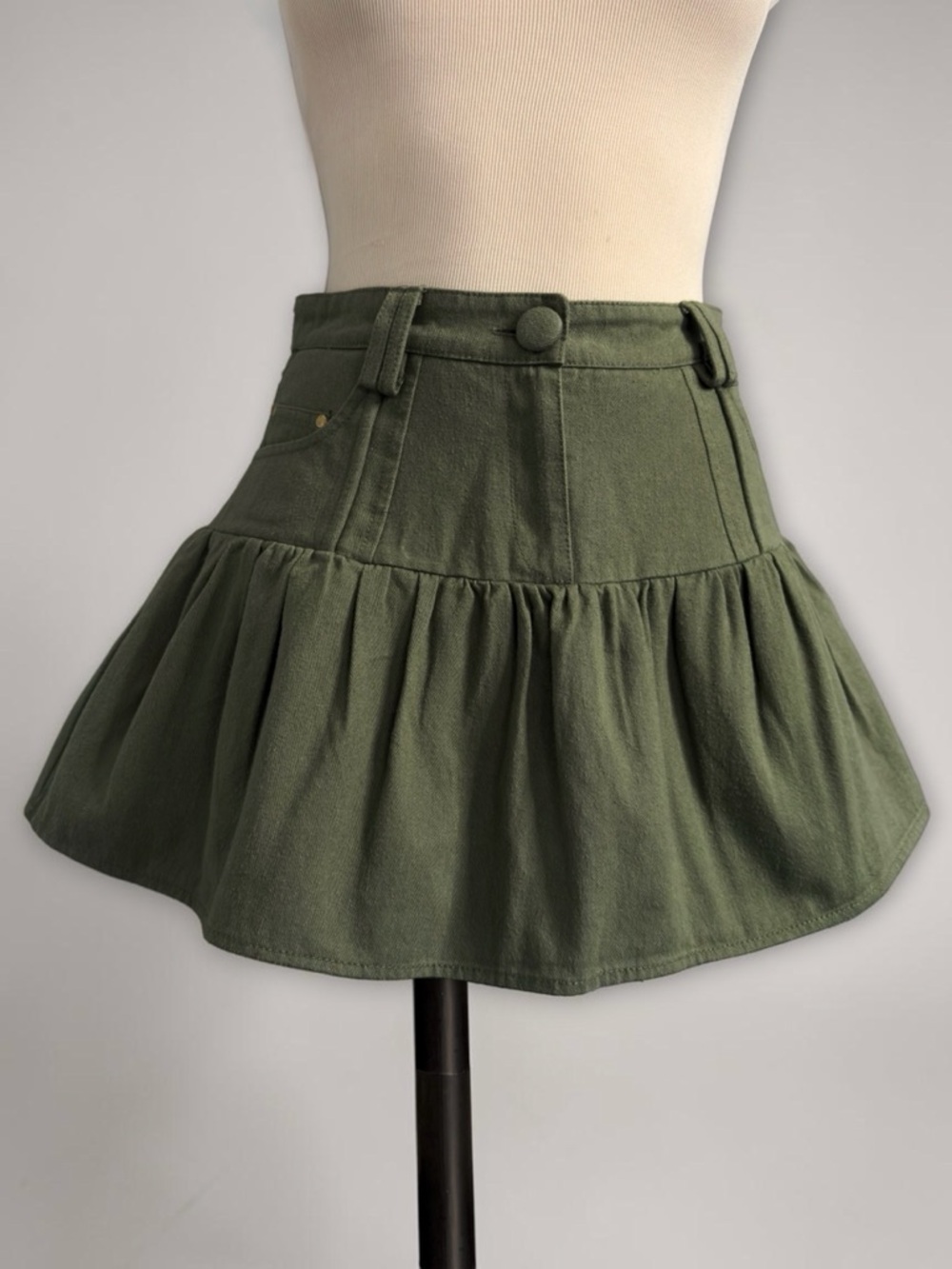 🌟SALE LoveShackFancy Dock Flare Mini Skirt Military Green